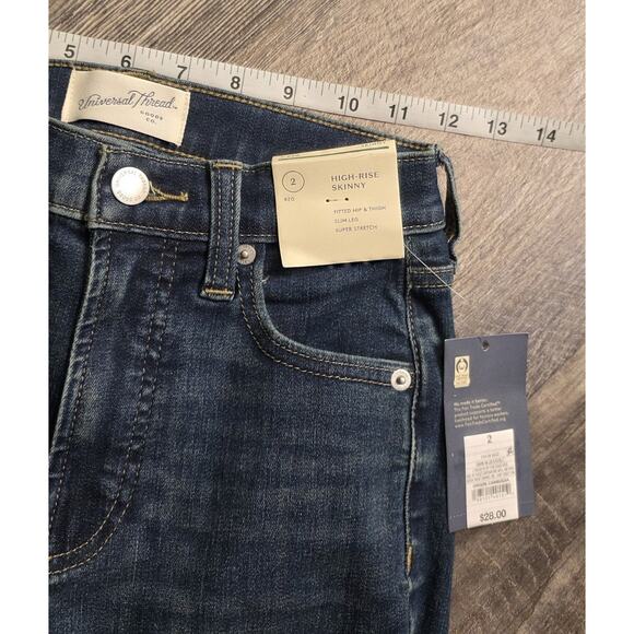 Universal Thread High-Rise Skinny Jeans size 2 R - Dark Wash - NEW - Picture 2 of 7